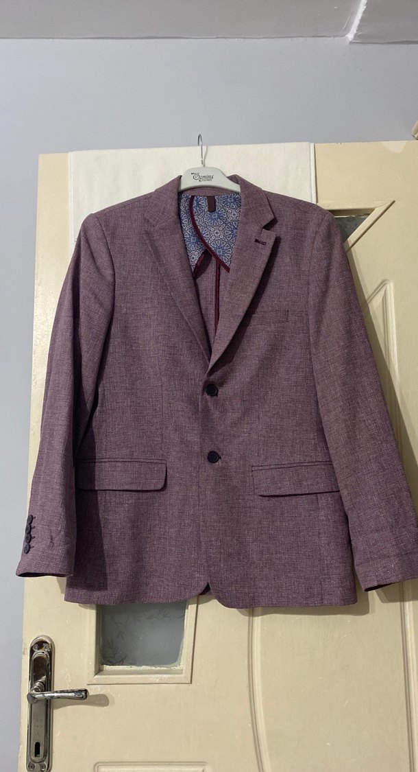 Bordo Notch Yaka Erkek Takım Elbise Ceketi - Görsel 2