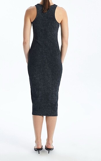 LC Waikiki Bisiklet Yaka Kadın Bodycon Elbise Gri