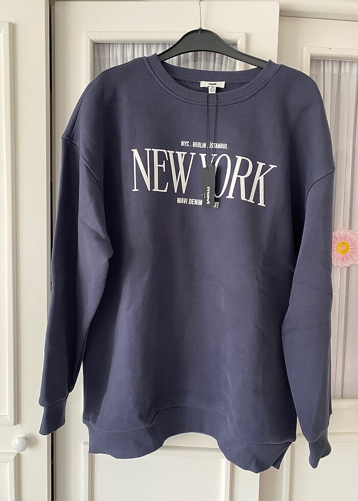 Mavi oversize sweatshirt - Görsel 2