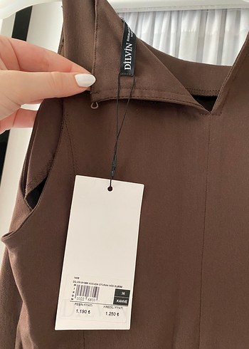 Dilvin Kahverengi  Midi Elbise - Görsel 3