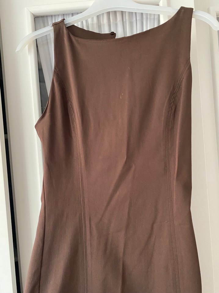 Dilvin Kahverengi  Midi Elbise - Görsel 4