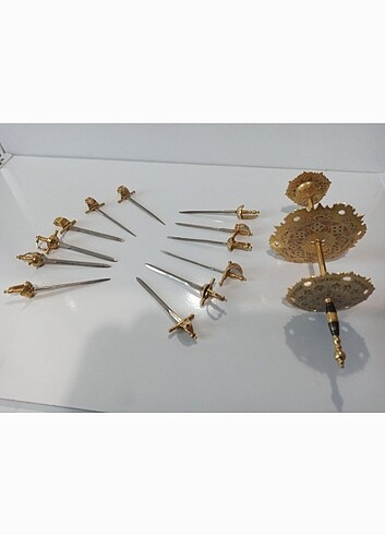 Beden ANTİKA TELEDO ÇİFT KATLI MİNYATÜR KILIÇ TAKIMI 17 CM