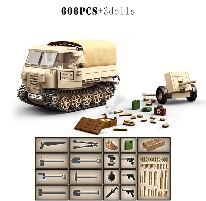 Lego 606 Parça Tractor Anti-Tank Gun - Görsel 3