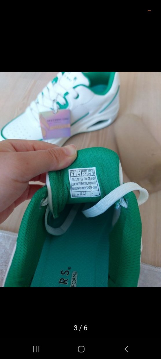 Skechers Beyaz Yeşil Platform Spor Ayakkabı - Görsel 3