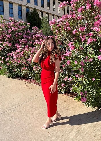 Kırmızı midi boy abiye - Görsel 2