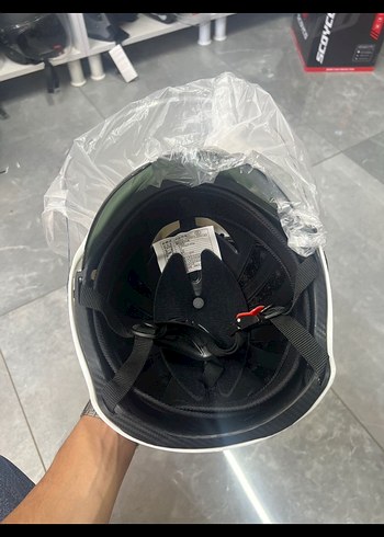 Renkli Baskılı Beyaz Biker Motosiklet Kaskı - Görsel 4