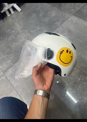 Renkli Baskılı Beyaz Biker Motosiklet Kaskı - Görsel 2