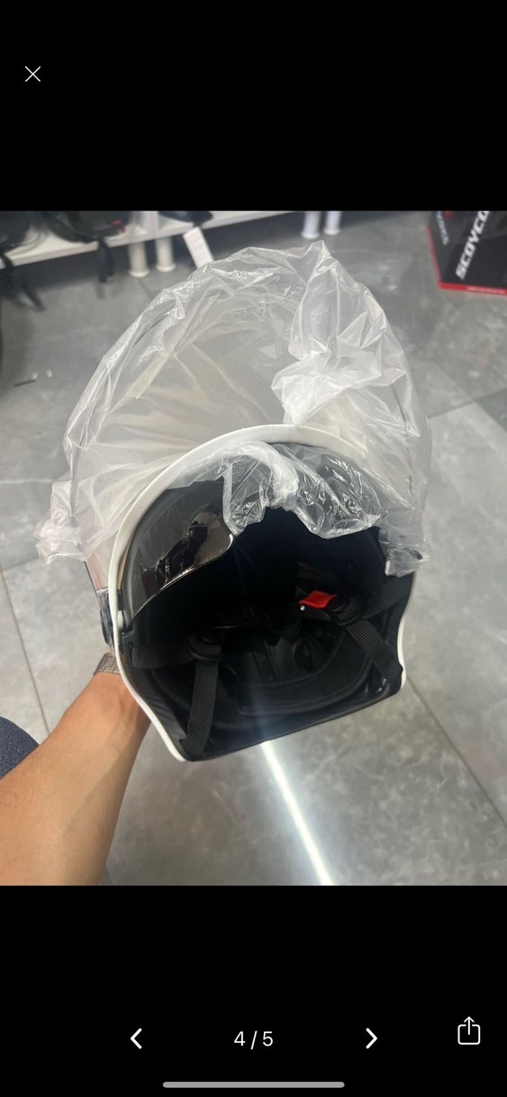 Renkli Baskılı Beyaz Biker Motosiklet Kaskı - Görsel 5