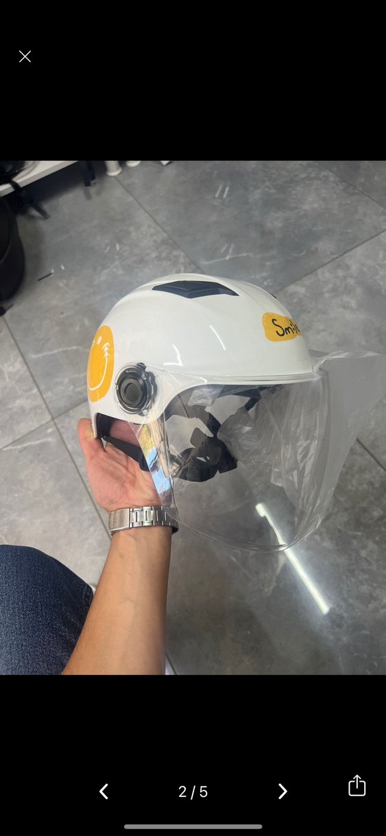 Renkli Baskılı Beyaz Biker Motosiklet Kaskı - Görsel 3