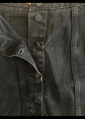 siyah denim kot etek - Görsel 5