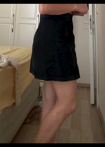 siyah denim kot etek - Görsel 2