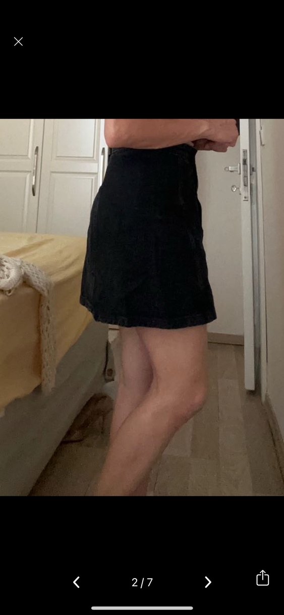 siyah denim kot etek - Görsel 2