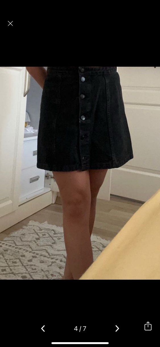 siyah denim kot etek - Görsel 3