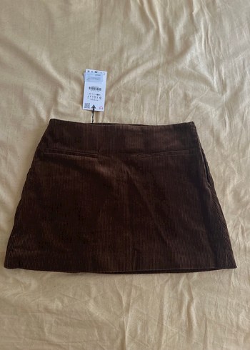 Kahverengi Süet Mini Etek taba rengi - Görsel 6