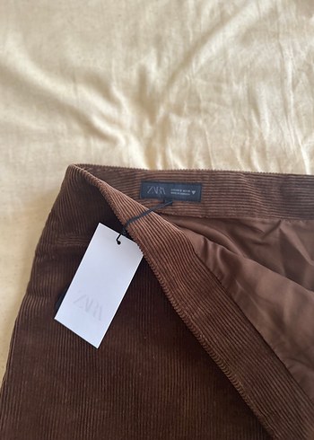 Kahverengi Süet Mini Etek taba rengi - Görsel 5