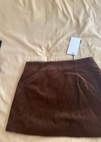 Kahverengi Süet Mini Etek taba rengi - Görsel 4