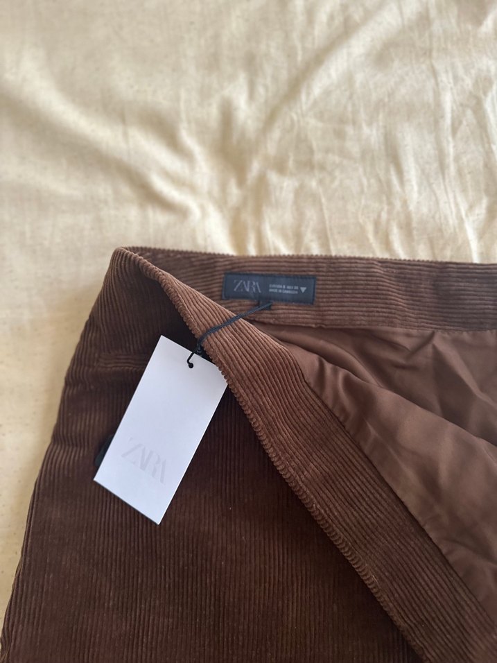 Kahverengi Süet Mini Etek taba rengi - Görsel 5