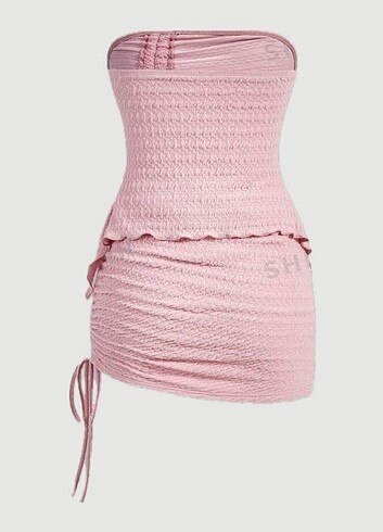 Sheinside pembe etek crop takım 