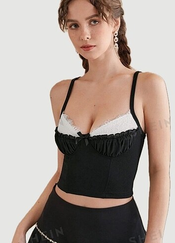 s Beden çeşitli Renk siyah askılı crop 