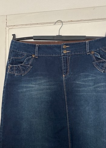 Diğer Lacivert Bel Detaylı Denim Etek