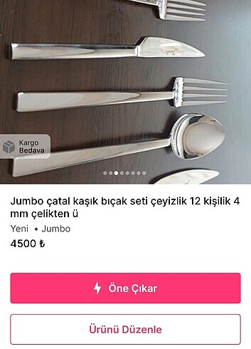 Jumbo Jumbo çatal kaşık bıçak seti 12 kişilik 84 parca