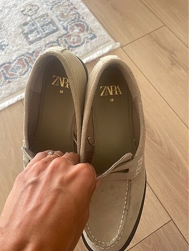 38 Beden ten rengi Renk Zara süet krem loafer