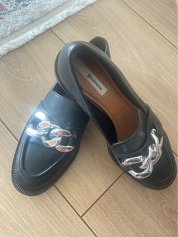 38 Beden siyah Renk Stradivarius deri loafer