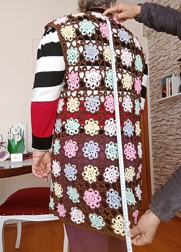 xxl Beden çeşitli Renk Yelek (el örmesi motifli)