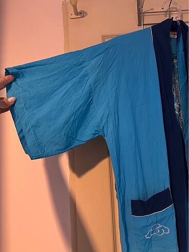 40 Beden mavi Renk Vintage Uzakdoğu Çin Kimono