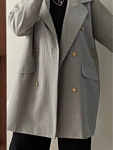 Oversize çizgili blazer