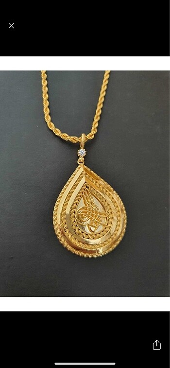 22 ayar altın kaplama 50cm zincirli tuğralı kolye
