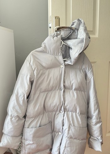 Düğmeli Gri Kadın Kışlık Mont - Görsel 2