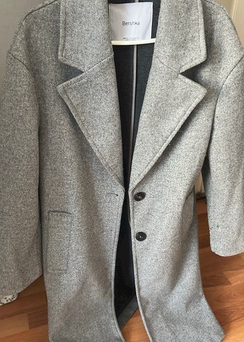 Bershka Gri Düğmeli kaban - Görsel 5