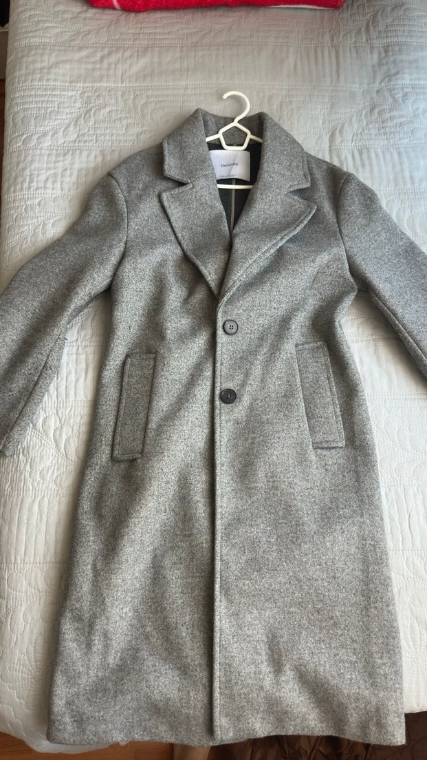 Bershka Gri Düğmeli kaban - Görsel 4