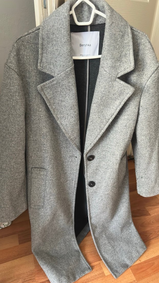 Bershka Gri Düğmeli kaban - Görsel 5