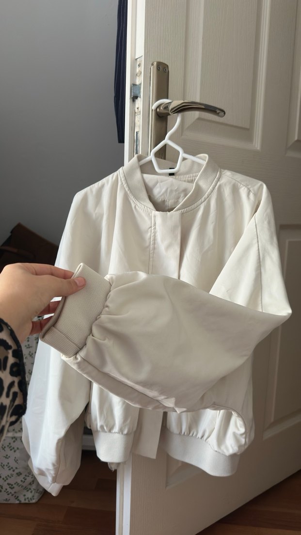 Beyaz Kadın Keten Gömlek Ceket - Görsel 4