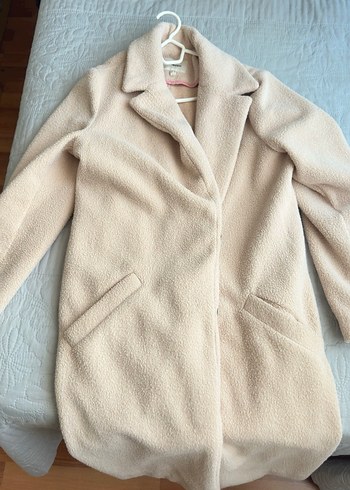 Bej Midi Boy Kadın Peluş Kaban - Görsel 3