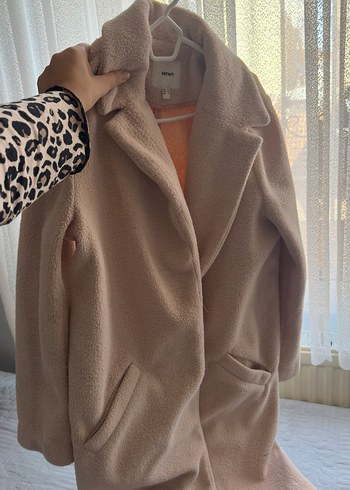 Bej Midi Boy Kadın Peluş Kaban - Görsel 4