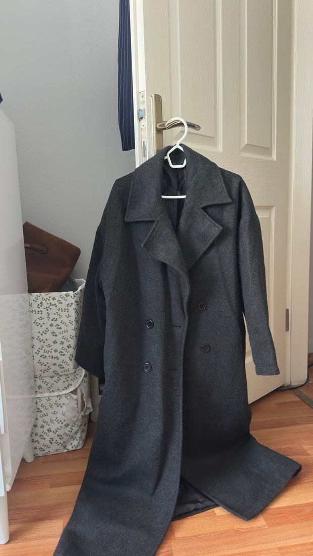 Antrasit gri uzun bayan kaban - Görsel 2