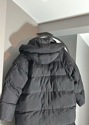 Siyah Kadın Midi Kaban, Kürklü, Sade - Görsel 2