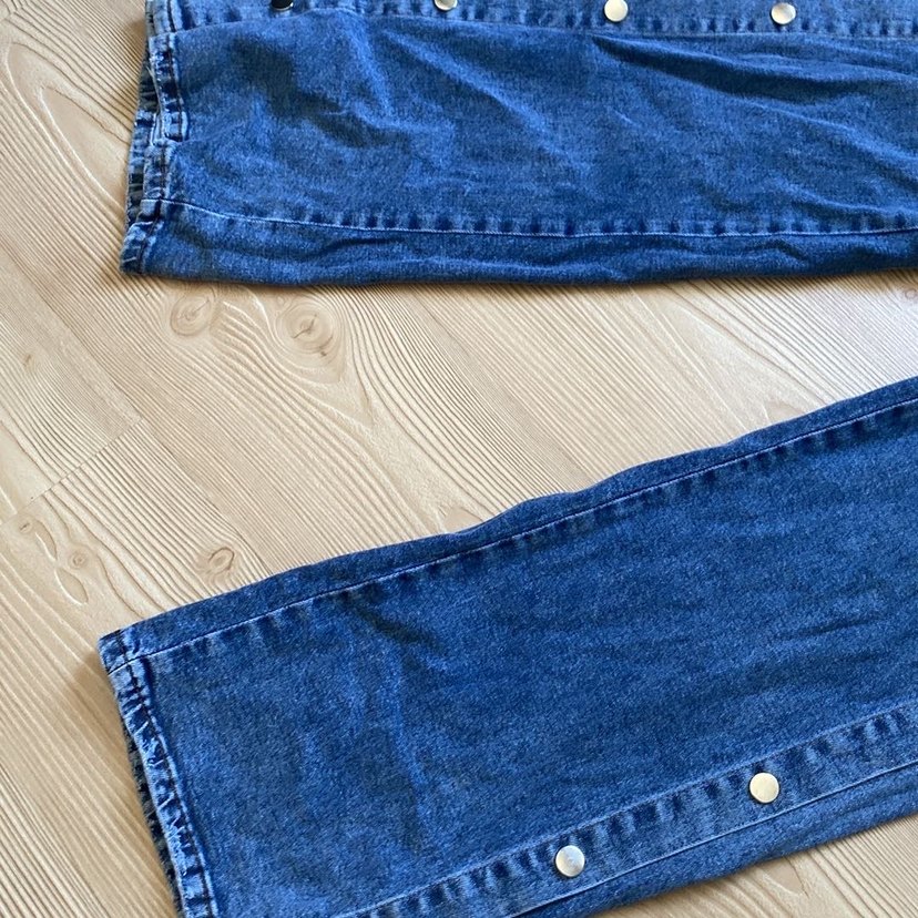 Düğmeli Mavi Kadın Kot Pantolon - Görsel 2