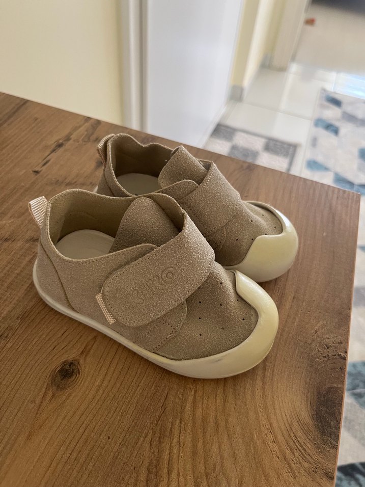 Bej Erkek Bebek İlk Adım Ayakkabısı Velcro - Görsel 2