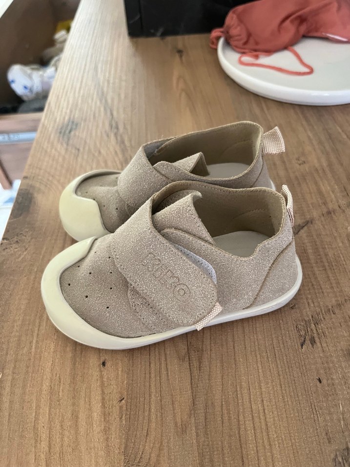 Bej Erkek Bebek İlk Adım Ayakkabısı Velcro - Görsel 3