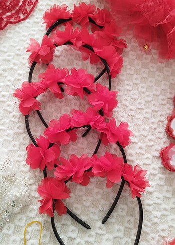 Kırmızı Dantelli Bohem Gelin Aksesuarları - Görsel 3