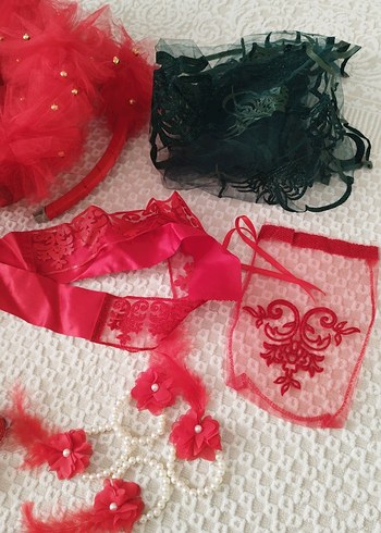 Kırmızı Dantelli Bohem Gelin Aksesuarları - Görsel 7