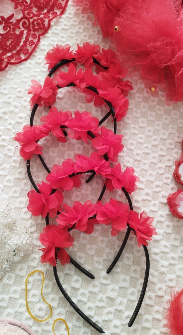 Kırmızı Dantelli Bohem Gelin Aksesuarları - Görsel 3