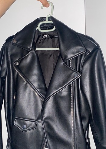 Siyah Kadın Deri Biker Ceket - Görsel 3