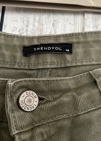 Kadın  Bol Kesim jean Haki Pantolon - Görsel 2