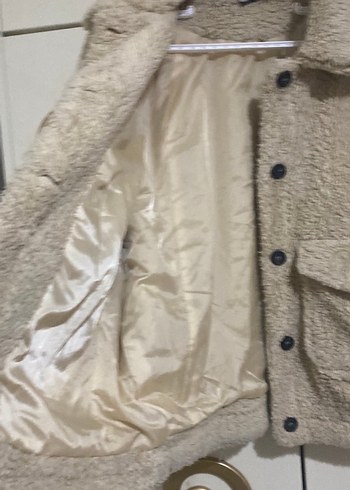 Bej Peluş Kısa Kadın Mont - Görsel 2