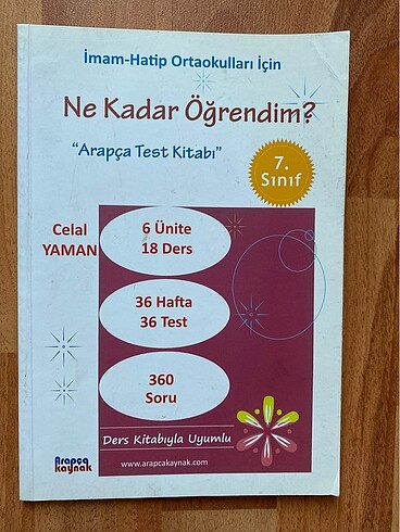 7. Sınıf Arapça test kitabı